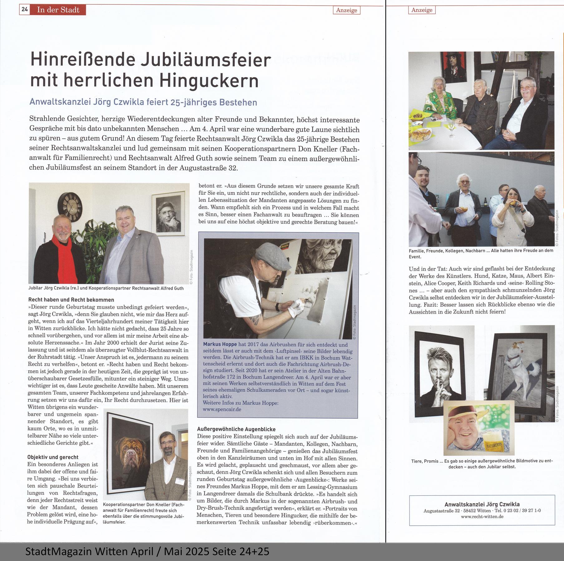 StadtMAGAZIN Witten April-Mai 2025, Seiten 24+25